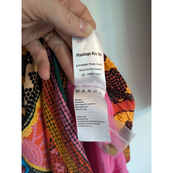 Farm Rio Dotted Patch Scarf Mini Dress S Small Wrap Tassel Tie Mixed Print $225 - Picture 13 of 13